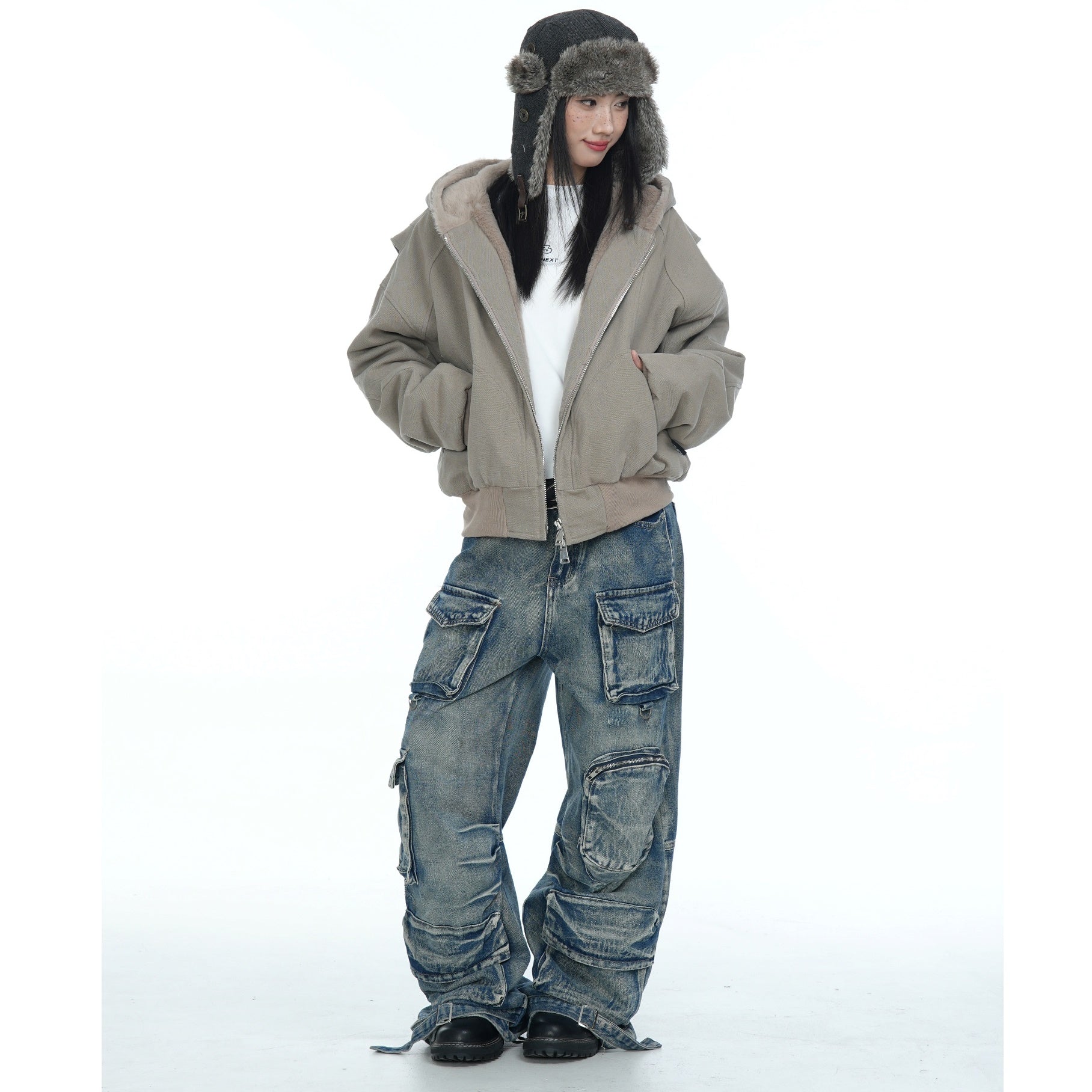 Flange Shoulder Plush Liner Hooded Parka MW9678