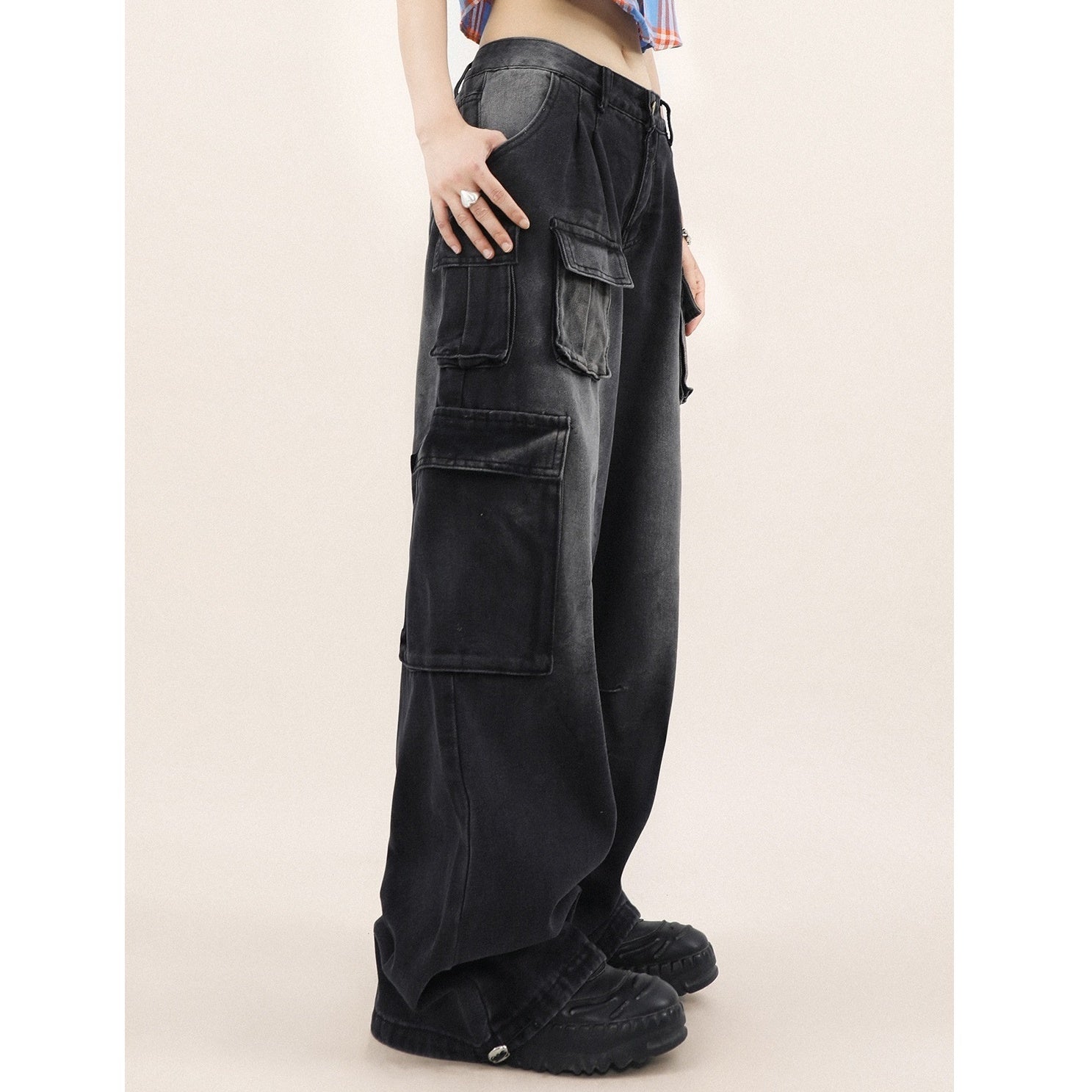 Waist Tuck Wide Leg Cargo Pants MR8023