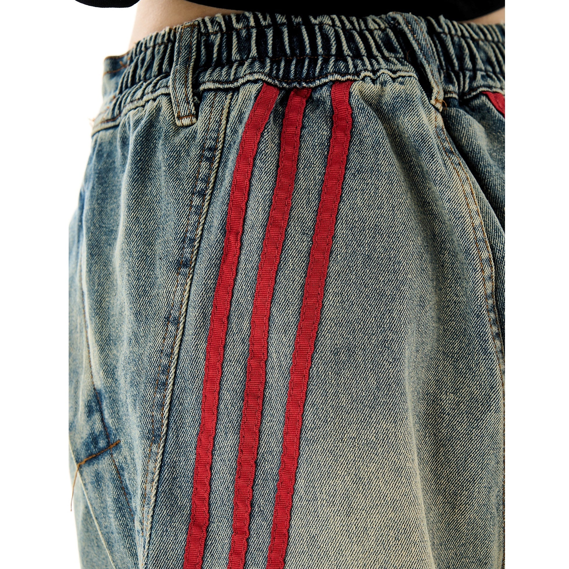 Wide-leg Striped Line Jeans HG7055