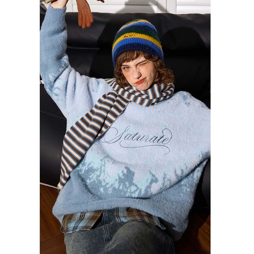 Gradient Embroidery Crew Neck Sweater BT7045