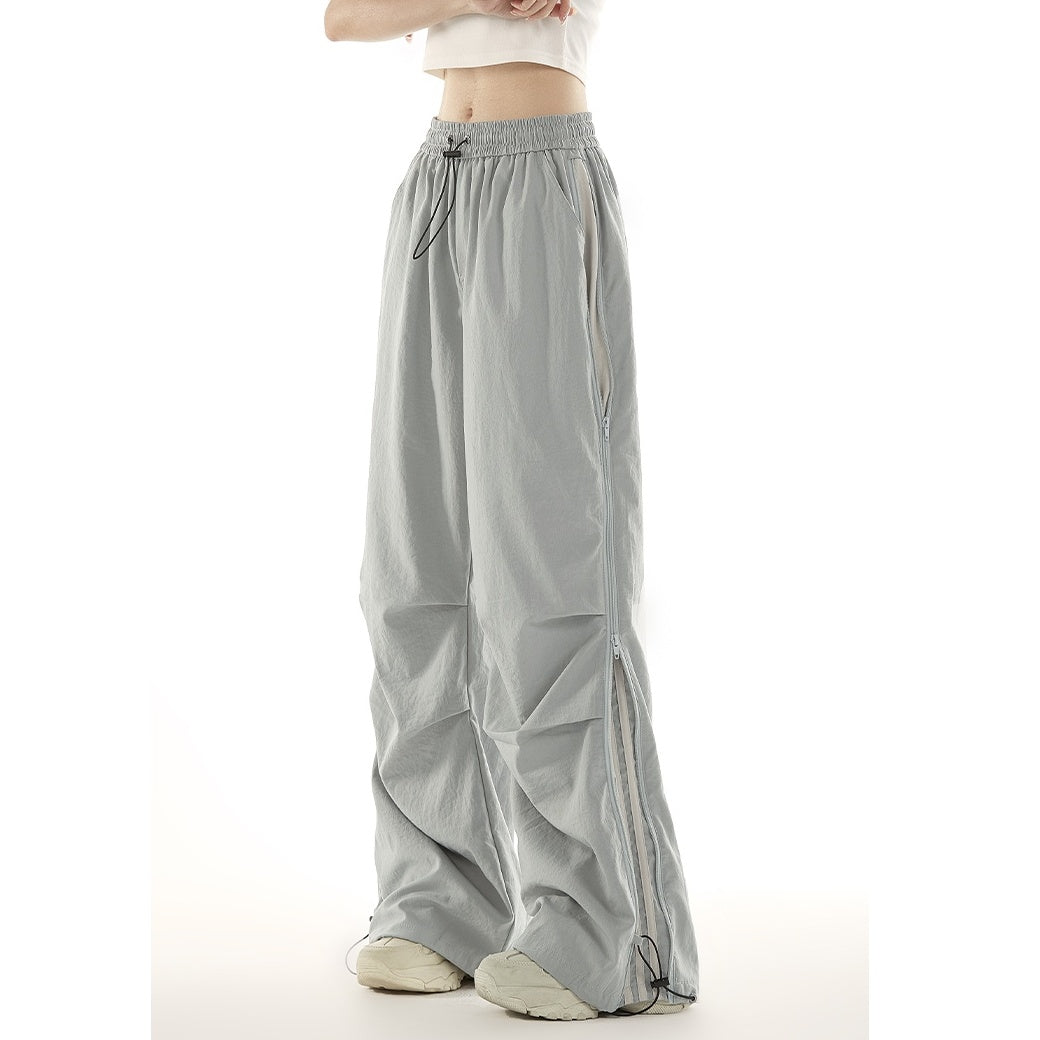 Side Zipper Line Design Parachute Pants MW10105