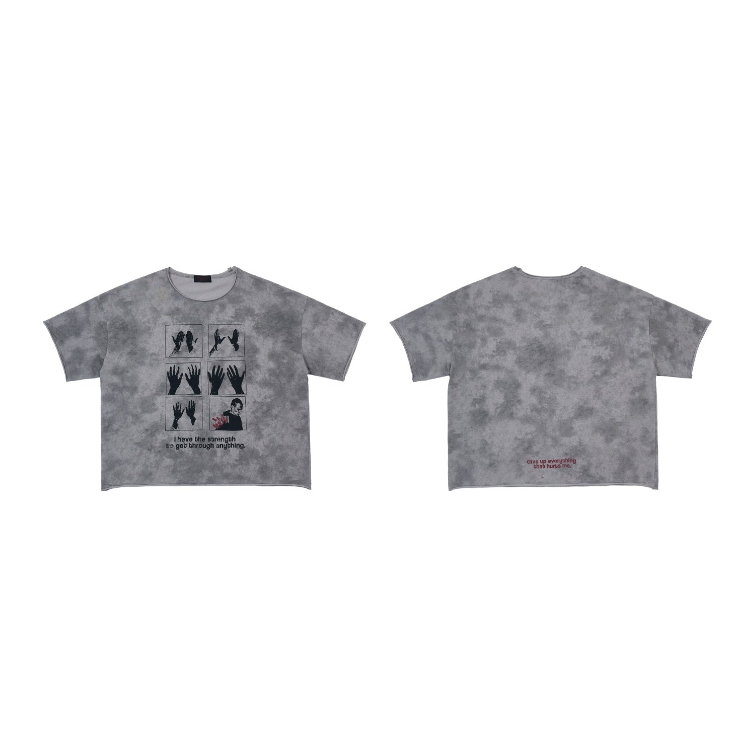 Vintage Cropped Print Washed T-shirt PS7014