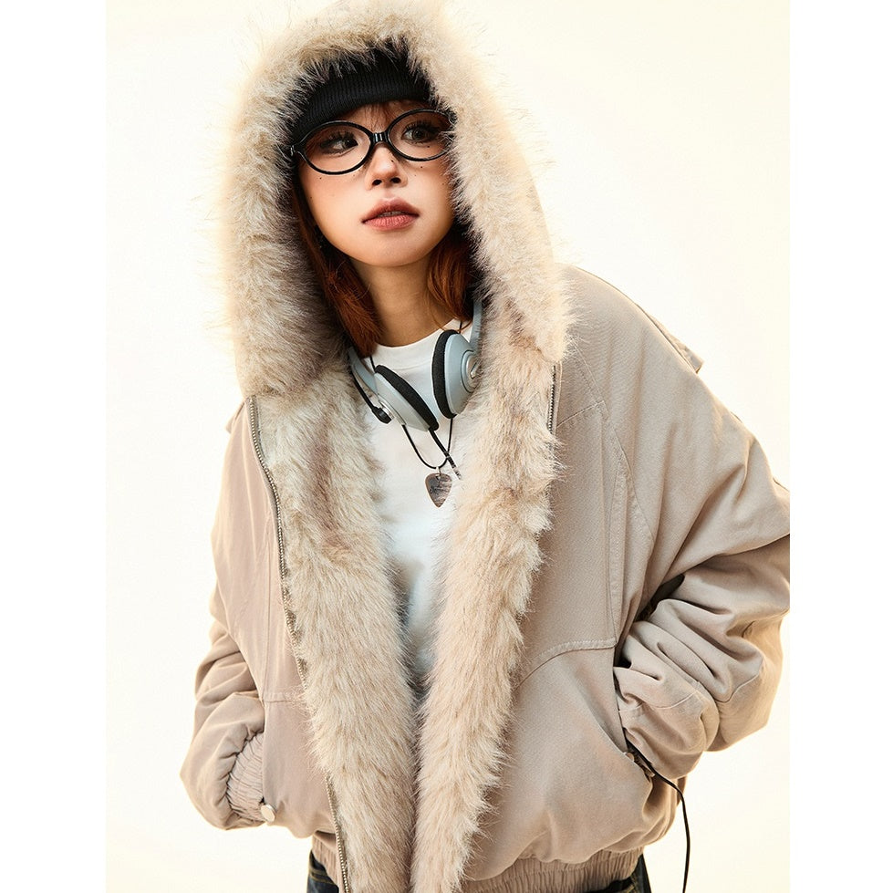 Fur Collar Warm Hooded Quilting Jacket MW9698