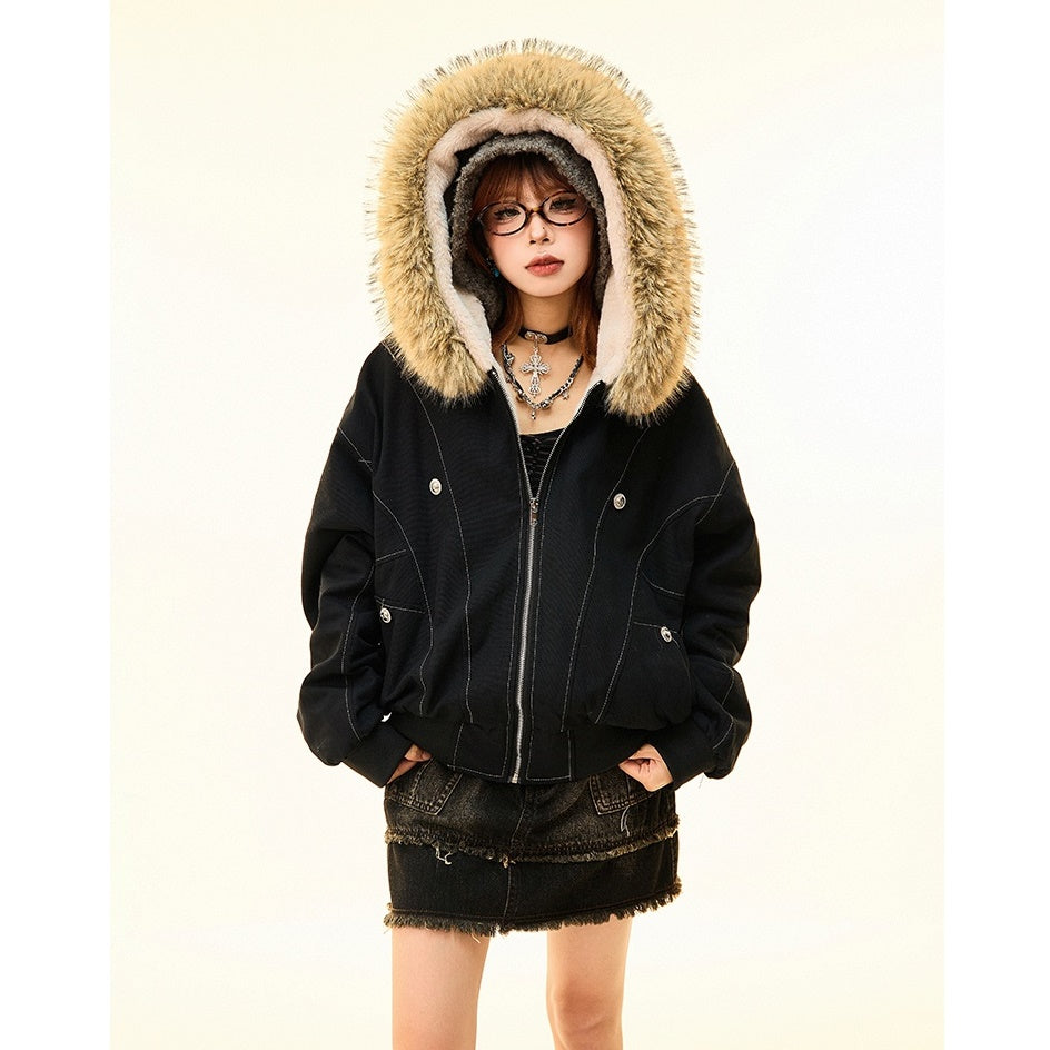 Fur Collar Work Style Hooded Blouson MW9807