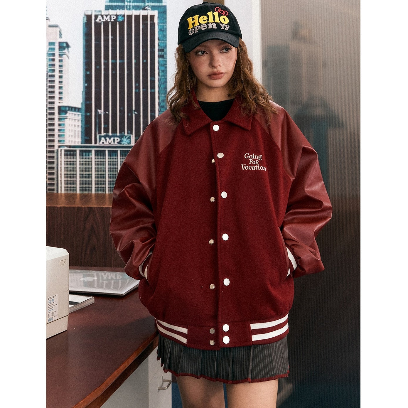 Baseball Style Retro PU Leather Jacket EZ166