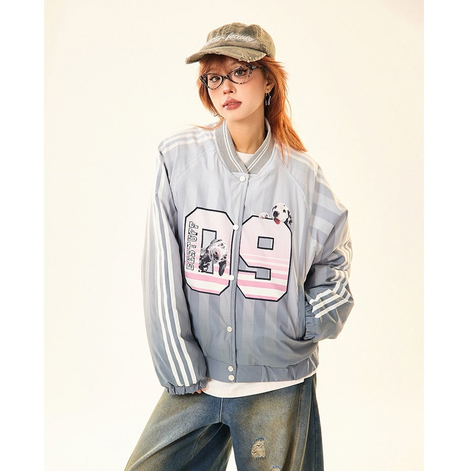 Gradation Stripe Quilting Baseball Jacket MW9534