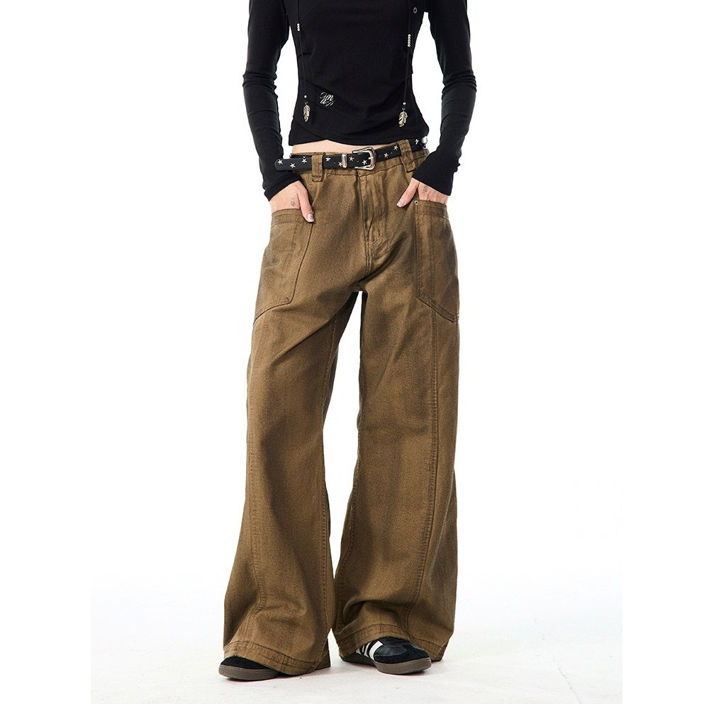 Retro Brush Dirty Wide-Leg Work Pants MW9961