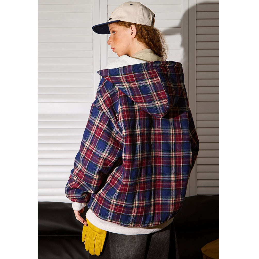 Reversible Plaid Hooded Sweat Zip Parka MW9707