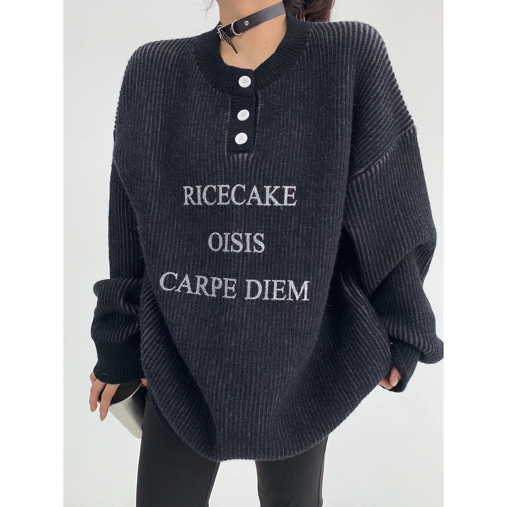 Printing Niche Thick Needle Thickened Crewneck Sweater MW9601