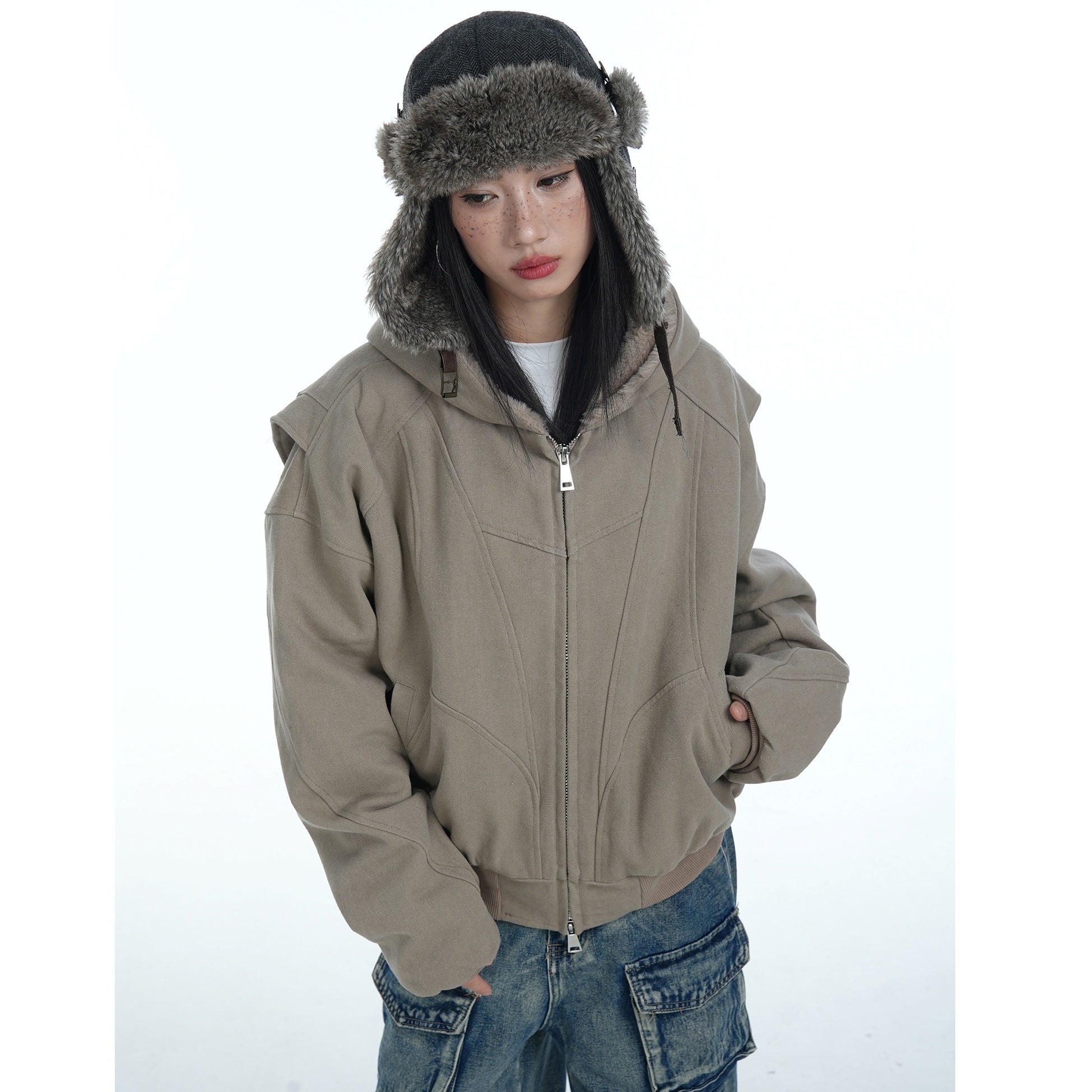 Flange Shoulder Plush Liner Hooded Parka MW9678