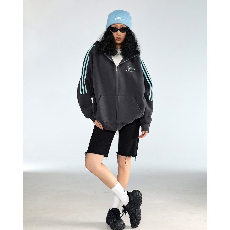 Three-Line ZIP-Up Sporty Hooded Parka MW9319