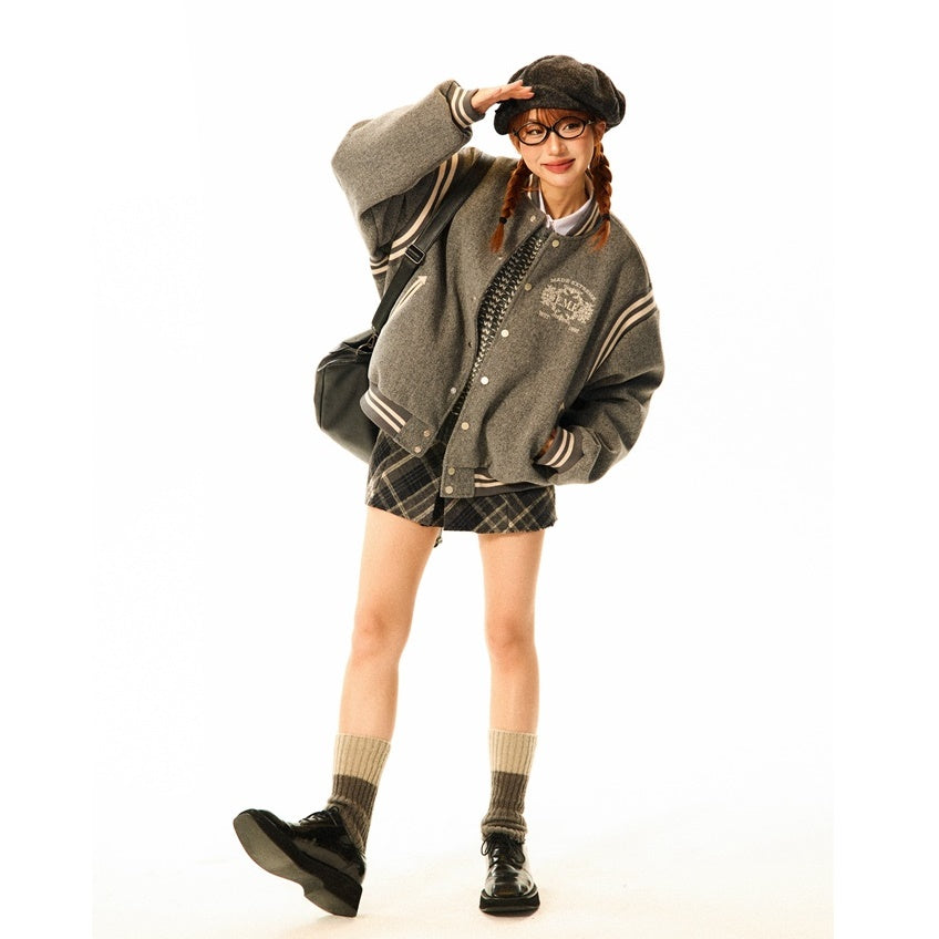 College Style Line Baseball Jacket MW9525