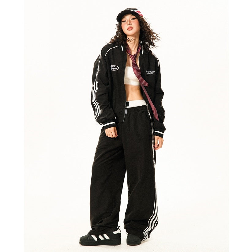 Track Jacket & Side Striped Loose Casual Pants MW9432