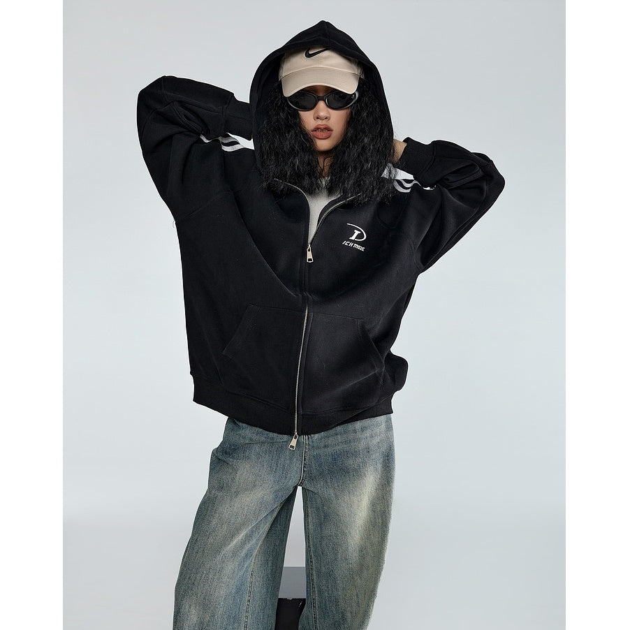 Three-Line ZIP-Up Sporty Hooded Parka MW9319