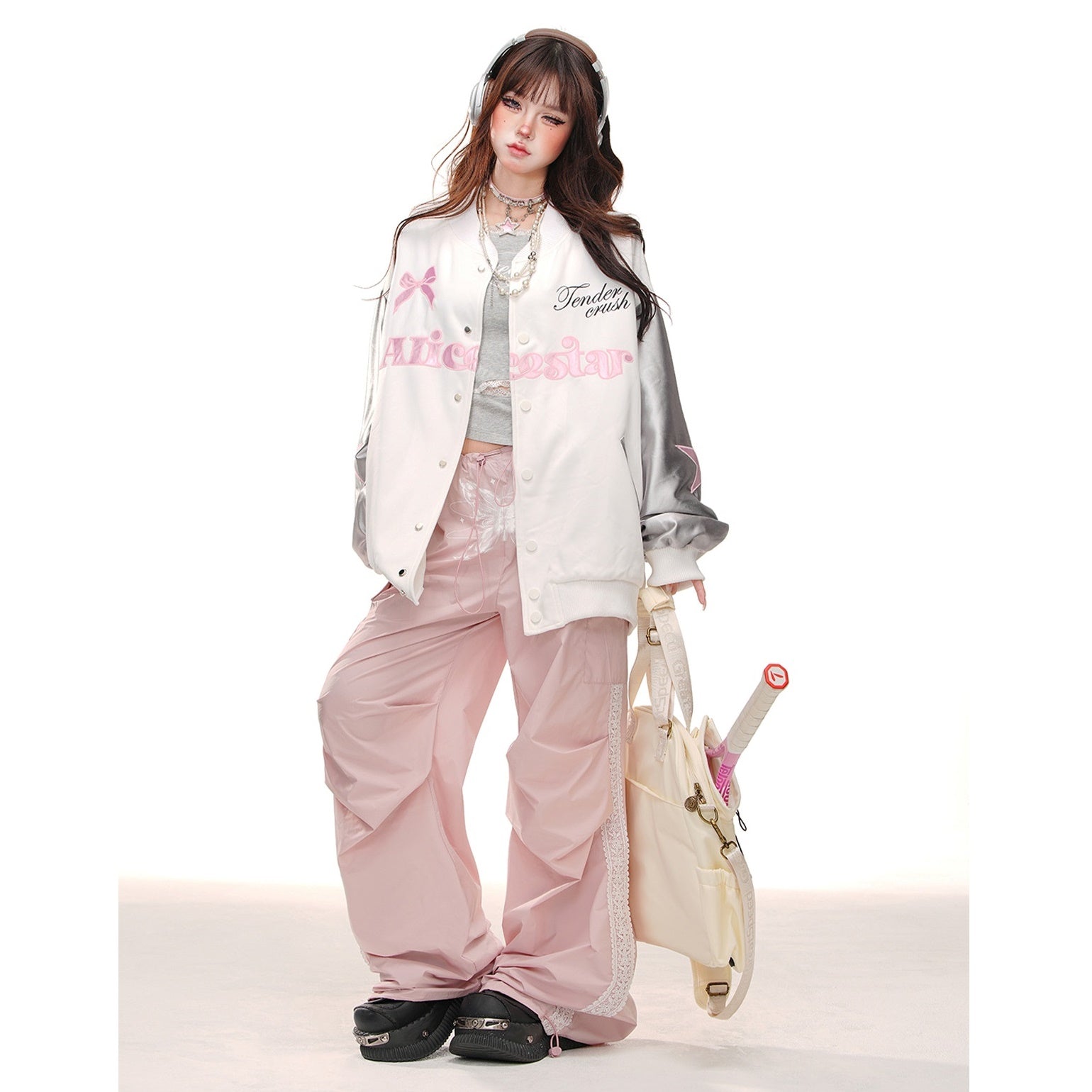 Girly Oversize Baseball Jacket KK2004