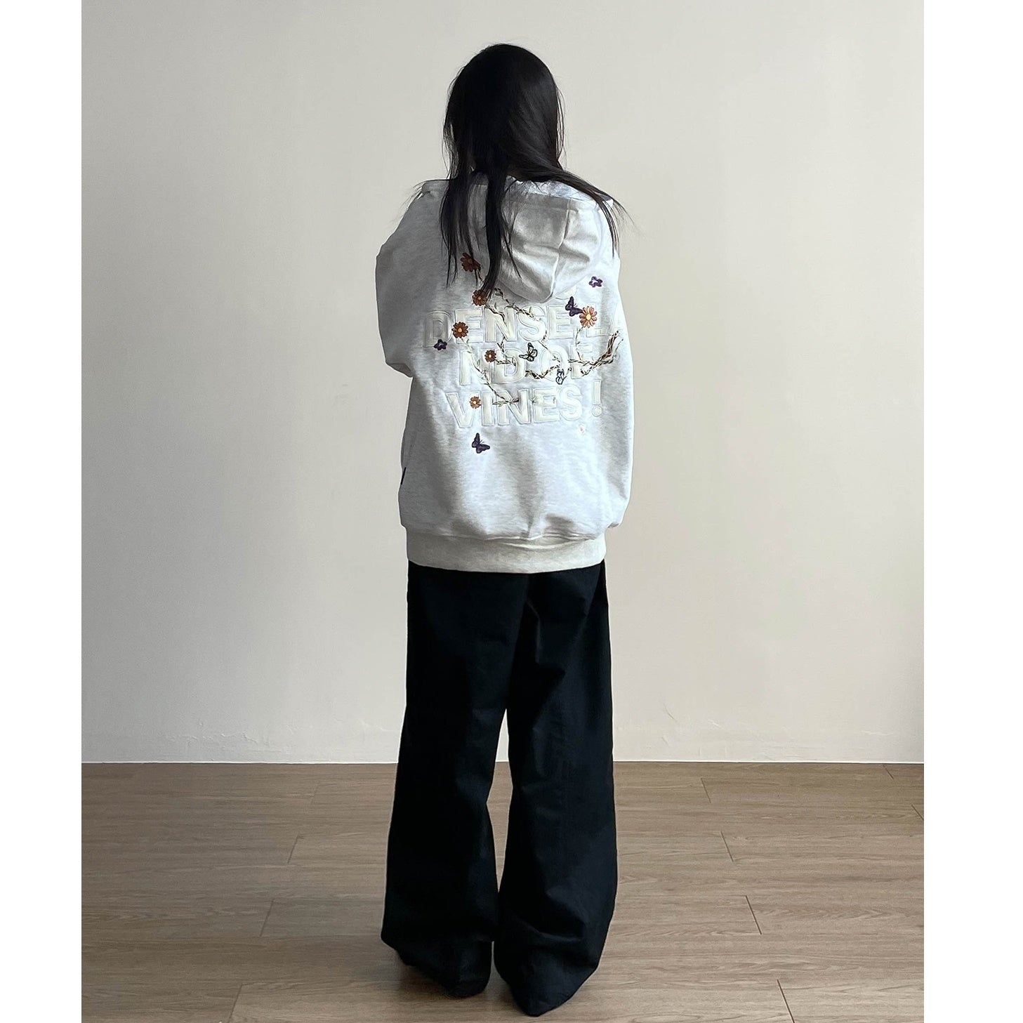 Leather Letter Embroidery Hooded Sweat Parka MW9740