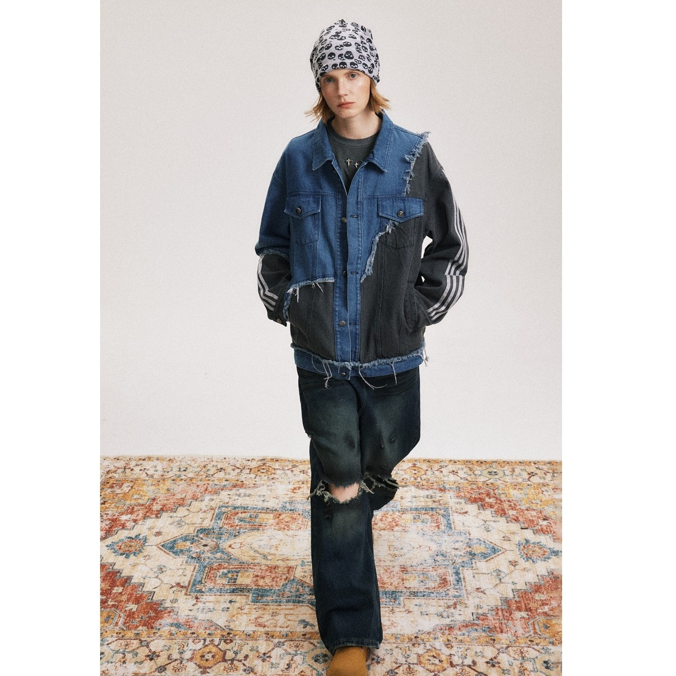 Irregular Stitching Loose Denim Jacket BX001