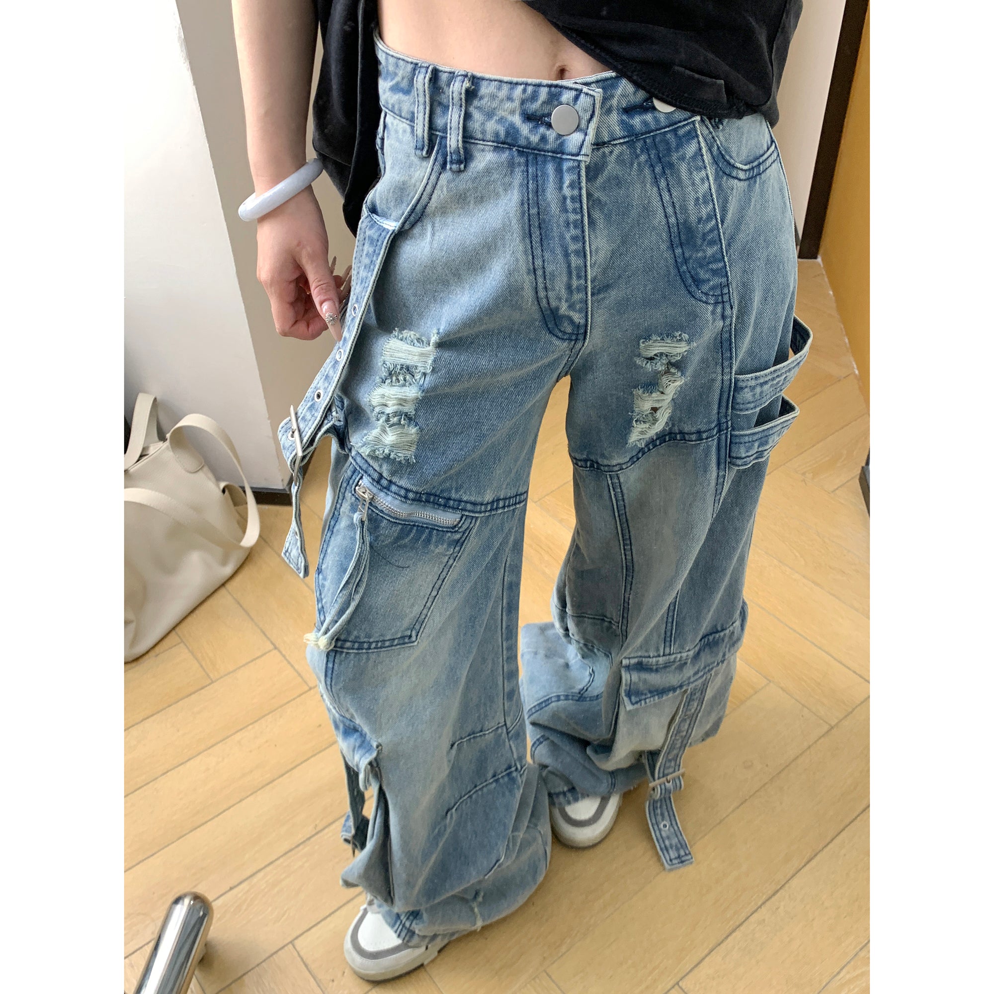 ダメージ加工オーバーサイズカーゴデニムパンツ CK2005