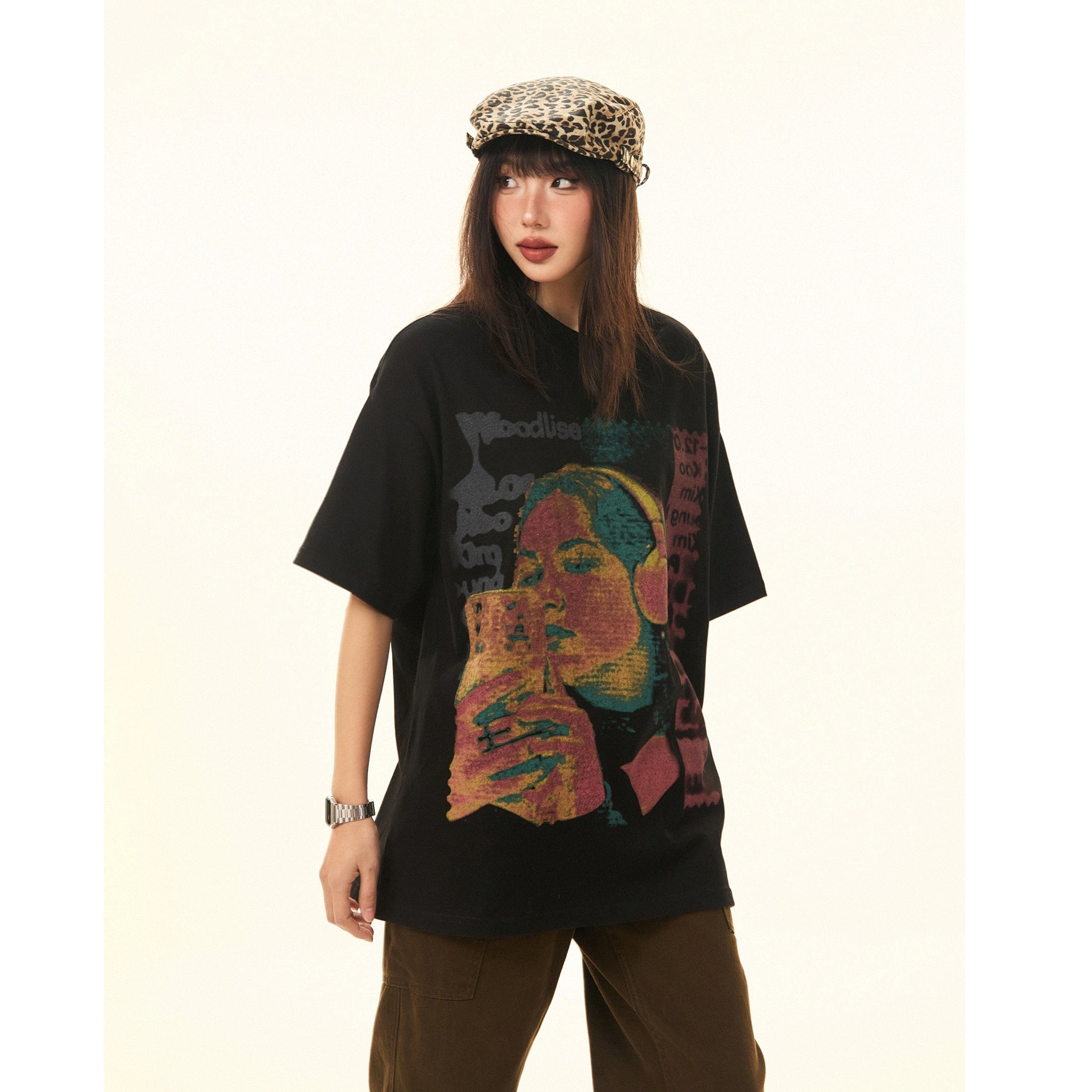 Vintage Character Print Loose T-Shirt MW9284