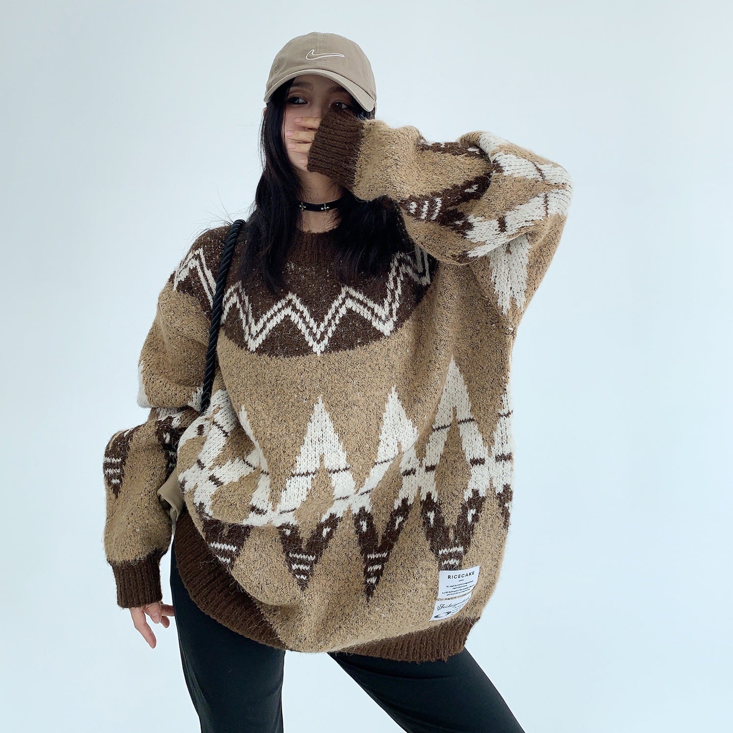 Retro Nordic Style Loose Crewneck Sweater MW9543