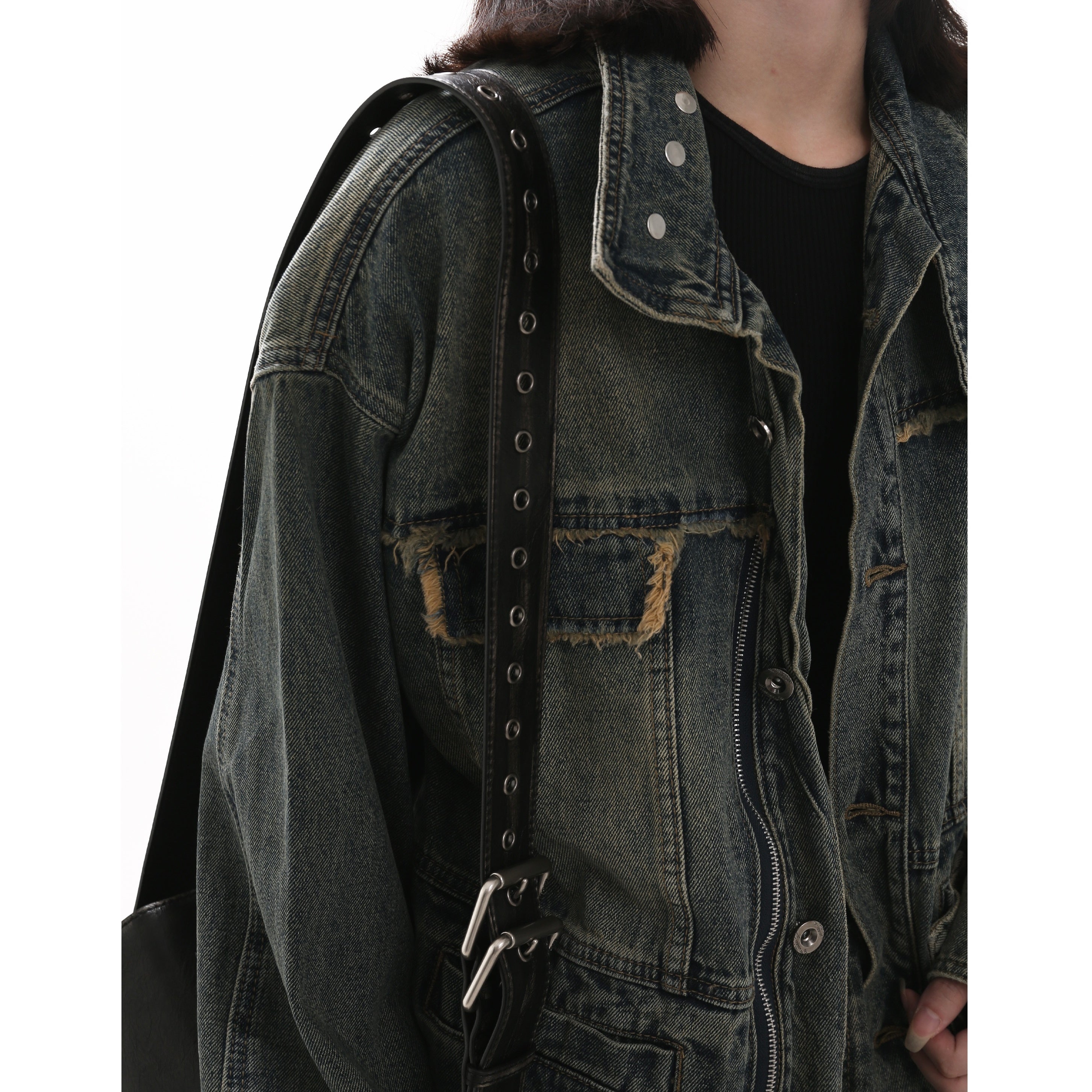 Loose Damage Denim Work Jacket GB7008