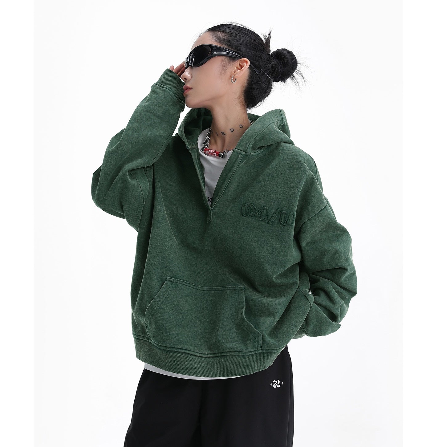 Wash Distressed Hooded Sweat AC7061