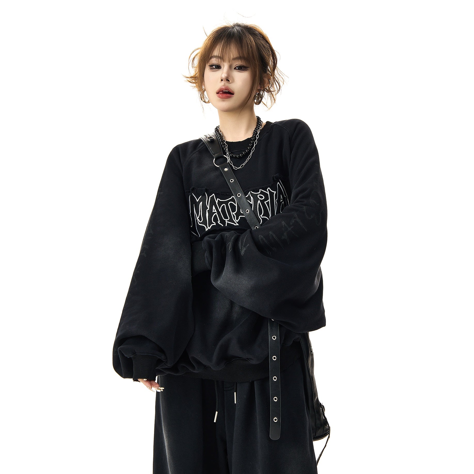 distressed embroidered oversize sweat HG7005