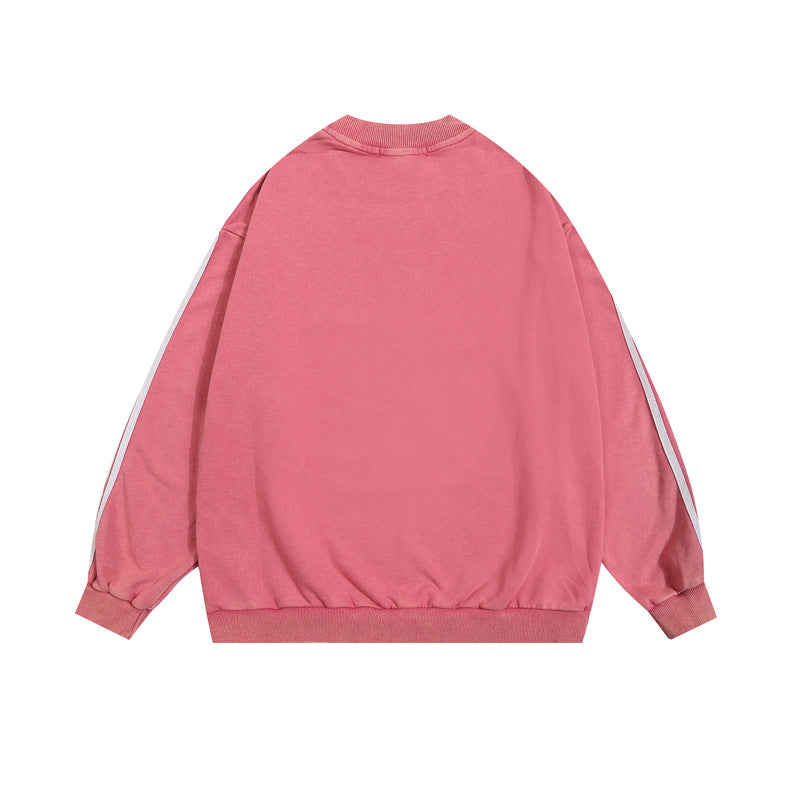 Three-bar Distressed Letter Print Sweat MW10382