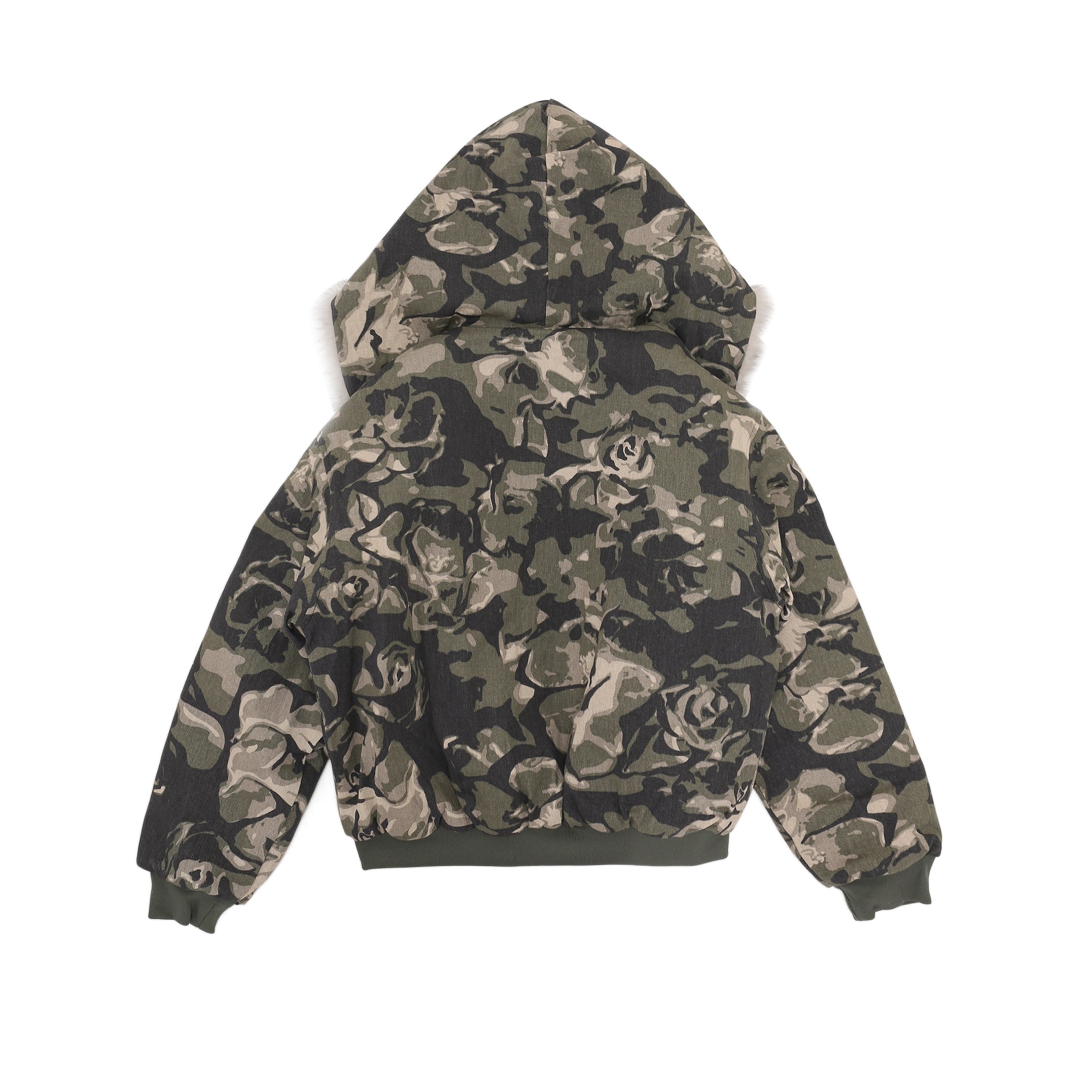 Fur Collar Hooded Camouflage Quilting Jacket GB7015