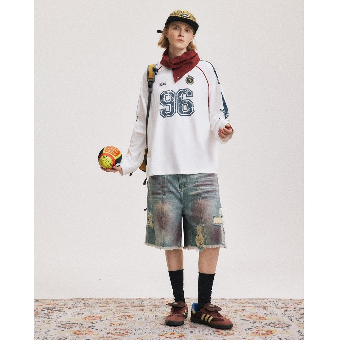 Campus Style Baseball Style V-neck Pullover BX002