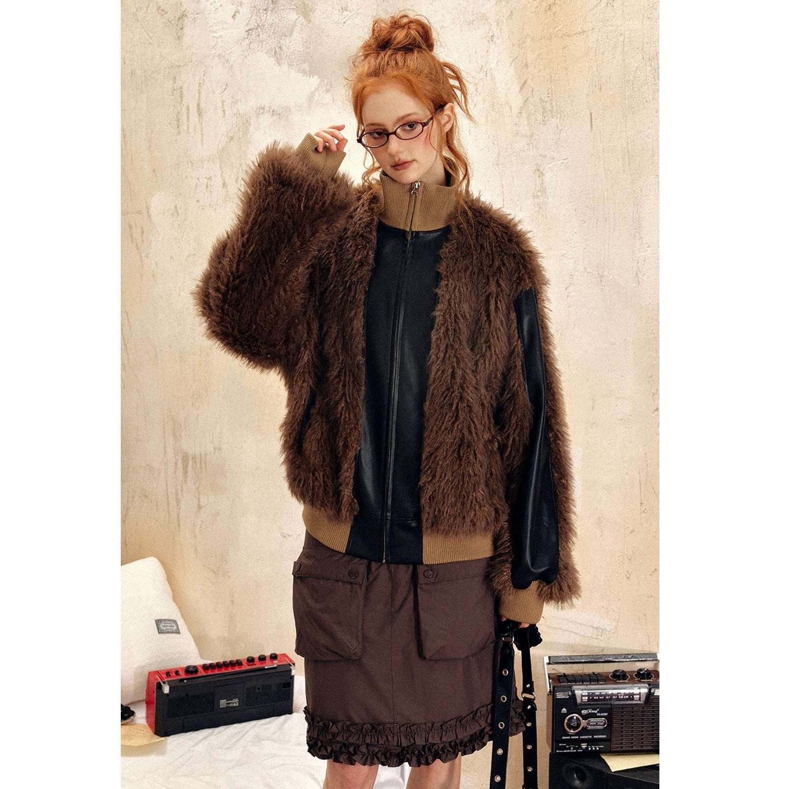 Zip-Up Long Plush Fur Jacket EZ210