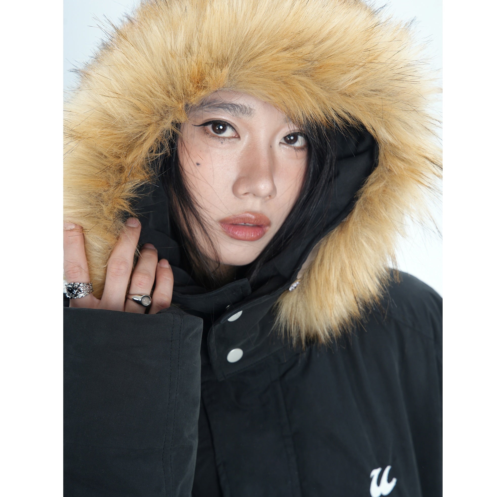 Fur Collar Simple Hooded Padded Jacket MW9670