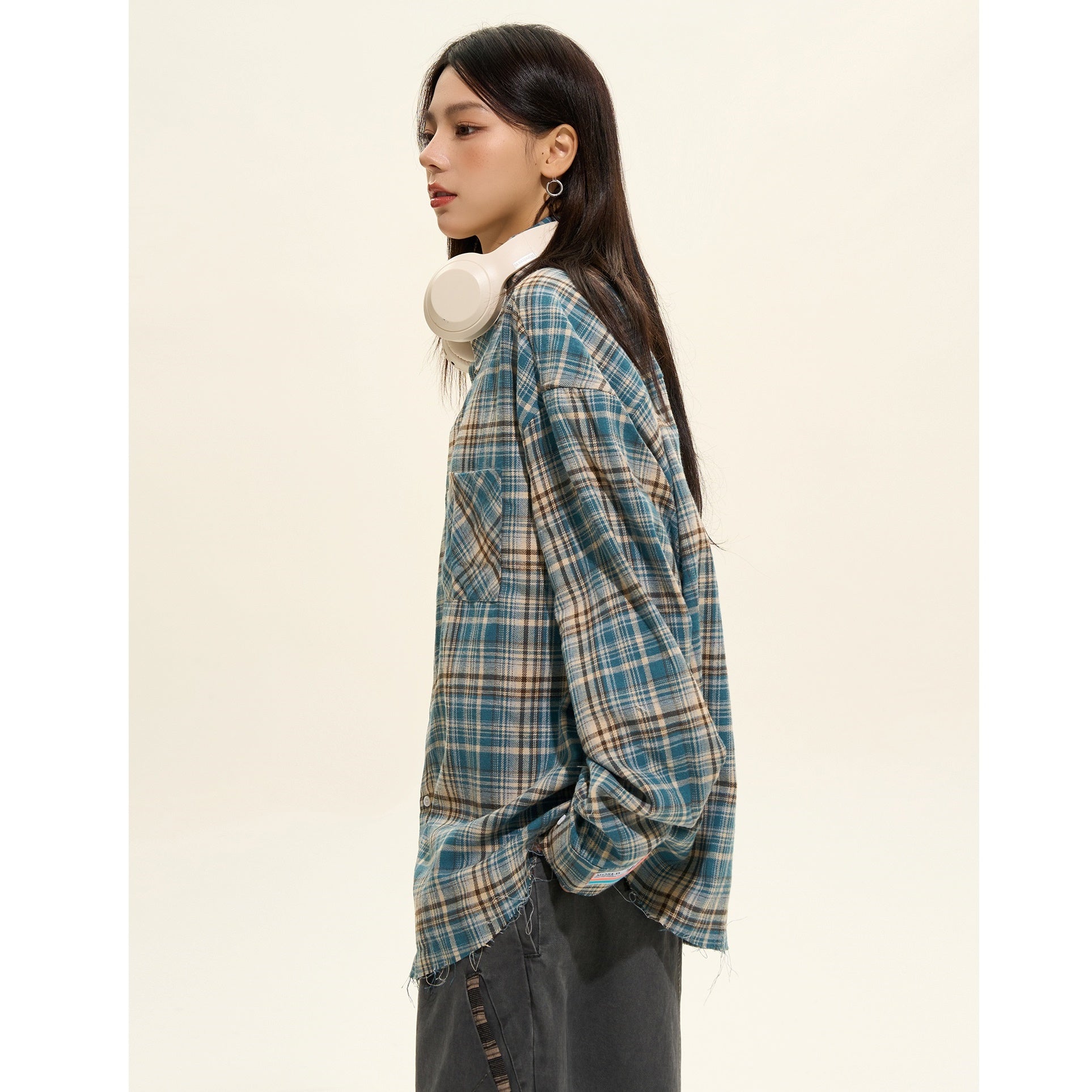 Vintage Brushed Plaid Long Sleeve Shirt MW9379