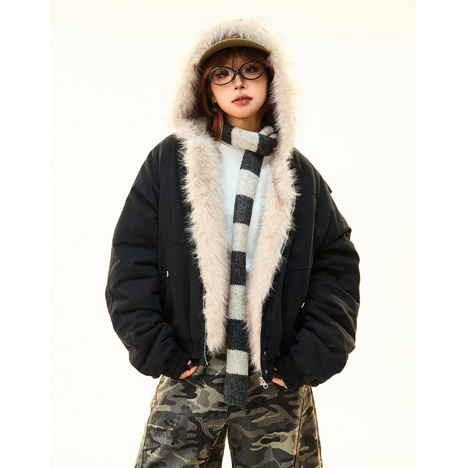 Fur Collar Warm Hooded Quilting Jacket MW9698