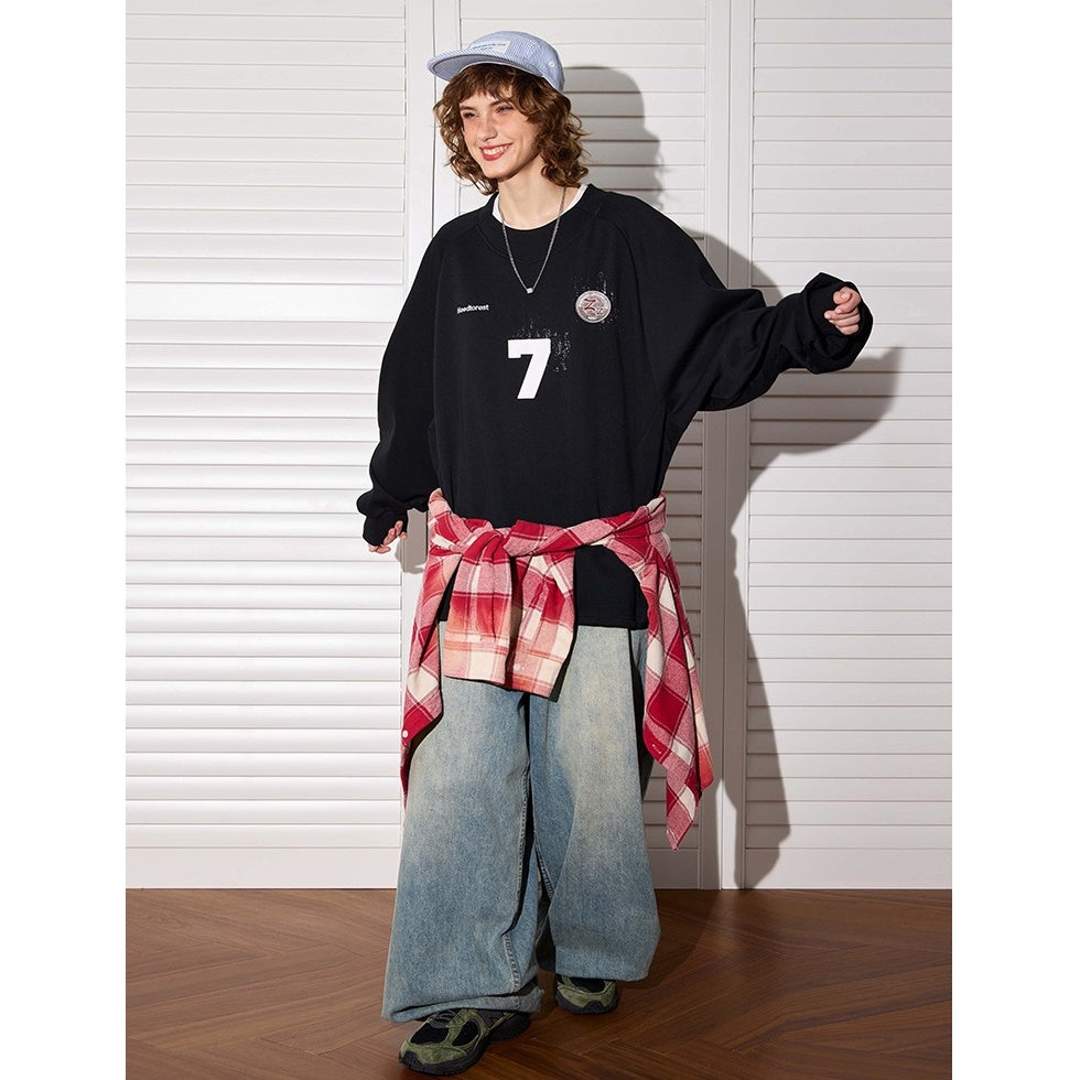 OverSize Sports Style Raglan Sleeve Sweat BT7038