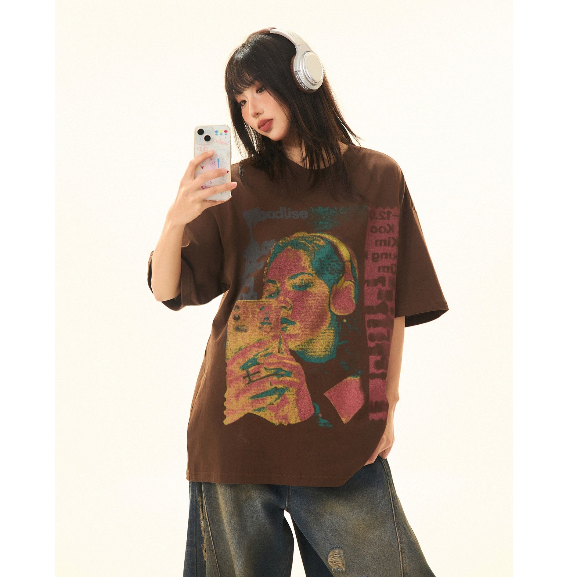 Vintage Character Print Loose T-Shirt MW9284