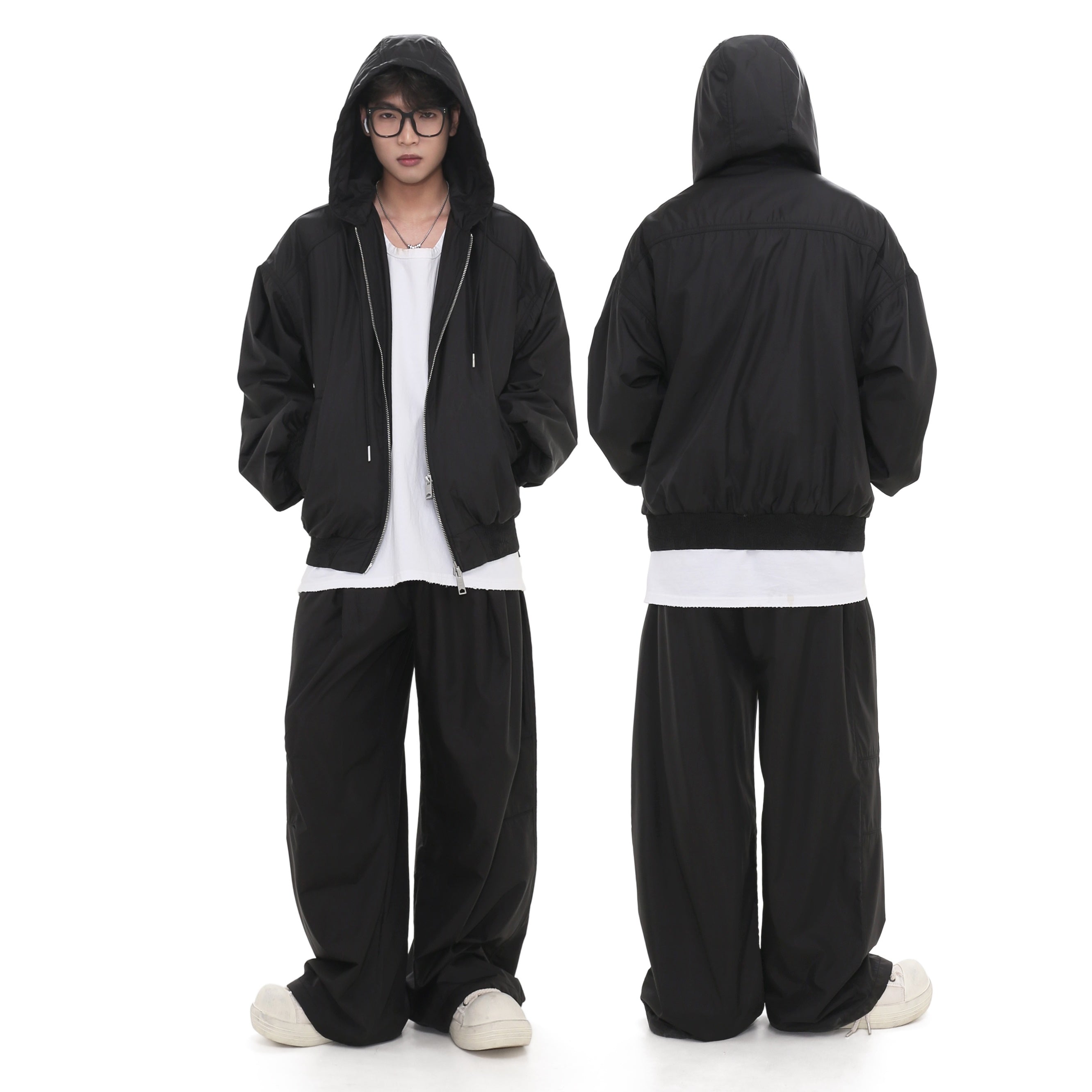 【上下別売り】Double Zip Hooded Jacket & Loose Casual Sport Pants GB7012