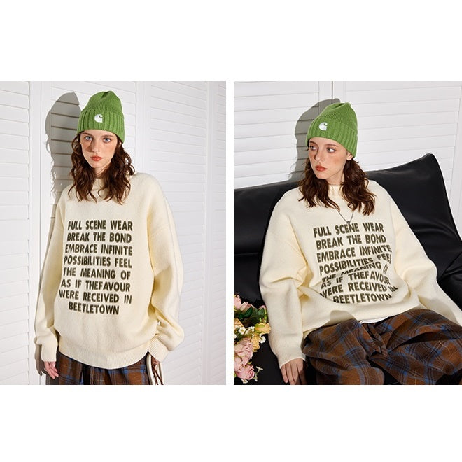 Gauss Fuzzy Letter Print Sweater MW9482