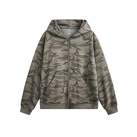 Camouflage Loose Hooded Sweat Jacket EZ235