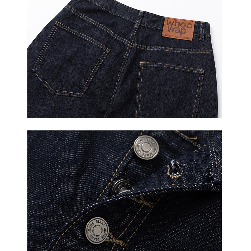 Front Button Wide Straight Jeans MW9847