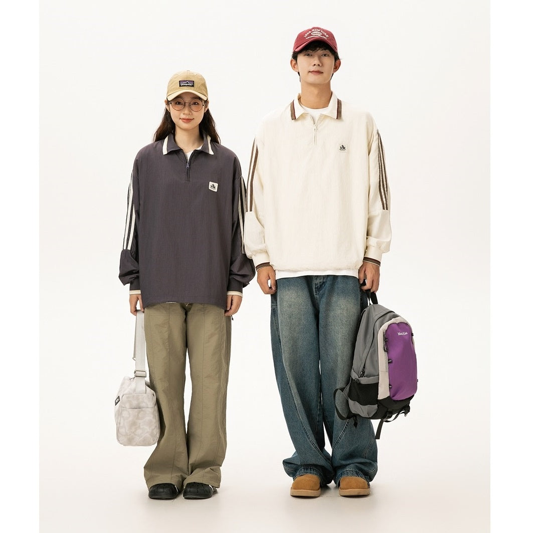 Youth College Style Polo Collar Pullover Shirt MW9582