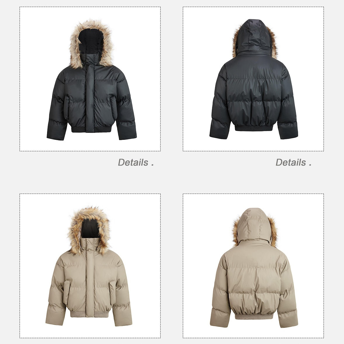 Fur Collar Hooded Short Padded Jacket EZ222