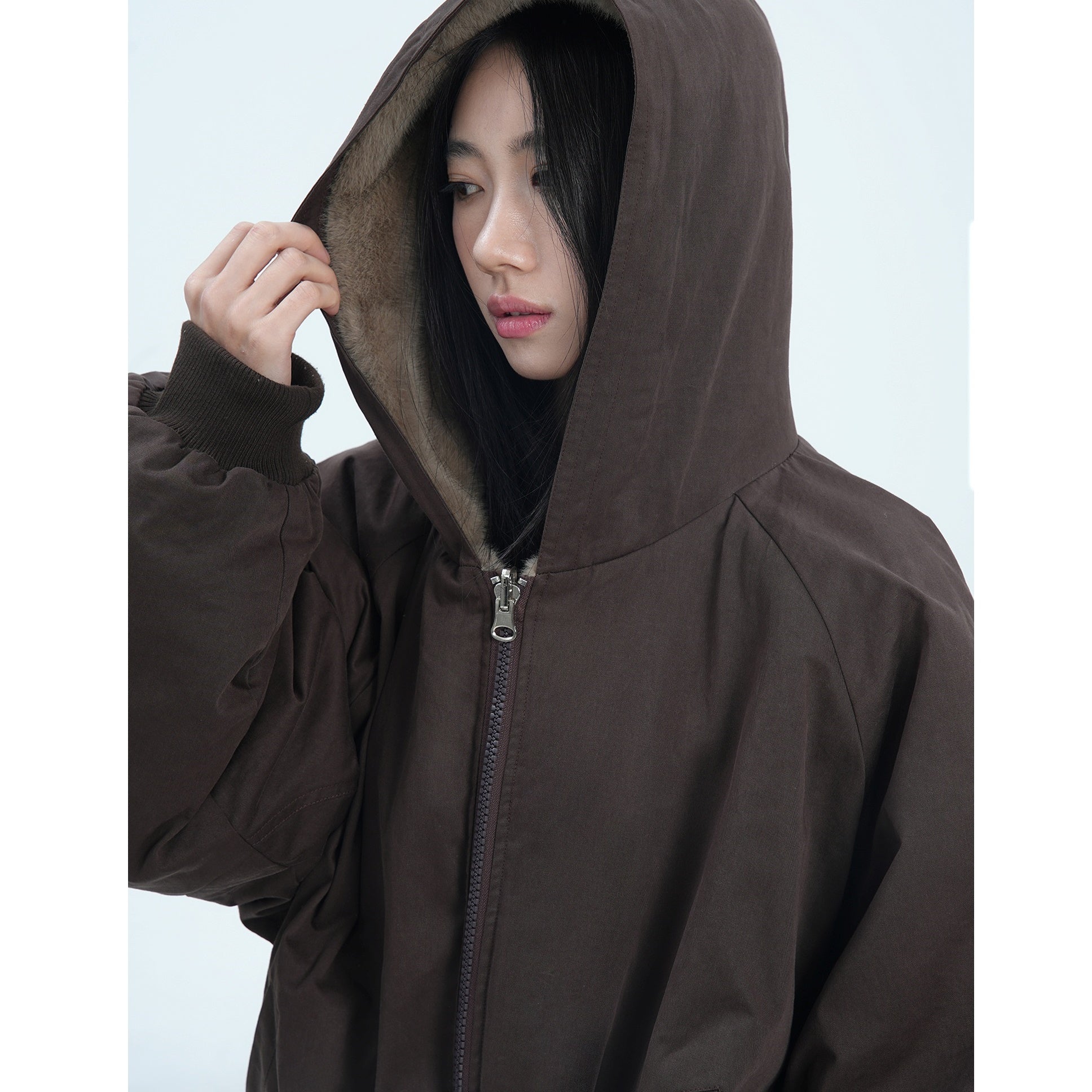 Fur Liner Washed Zip Hooded Jacket MW9671