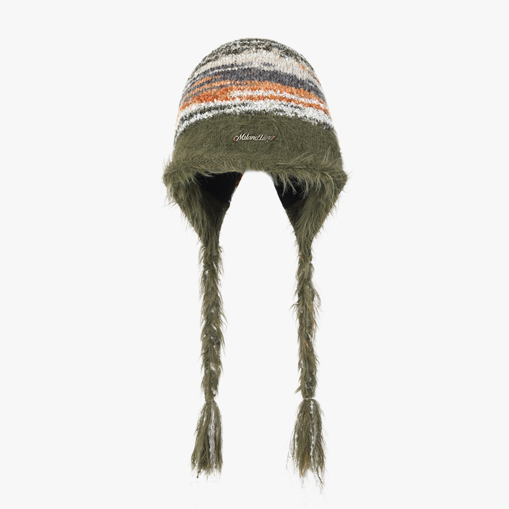 Plush Tassel Braided Knitted Hat MW9728