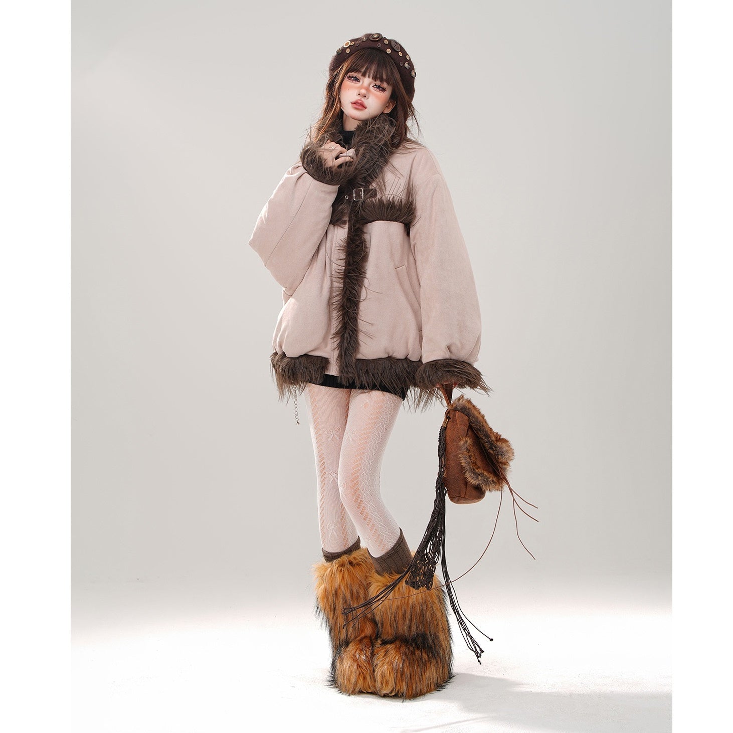 Fur Plush Stand Collar Jacket KK2020