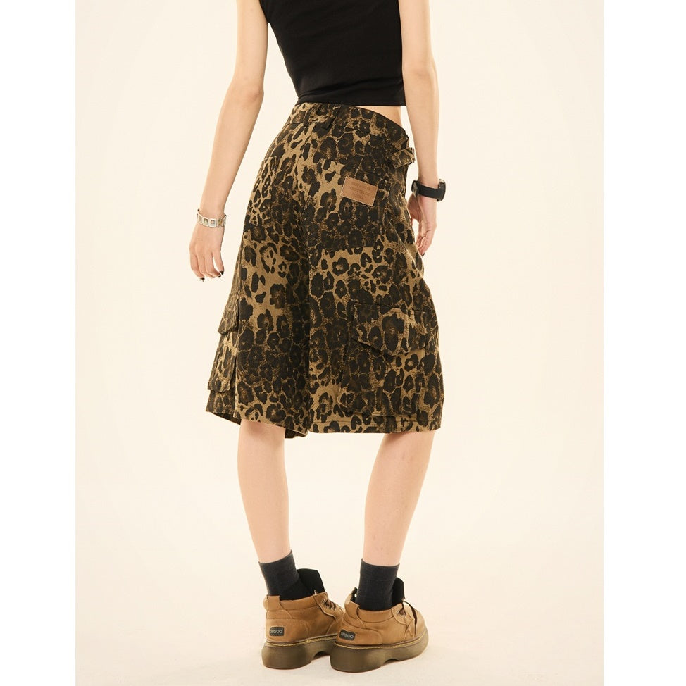 Leopard Print Loose Cropped Cargo Pants MW9266