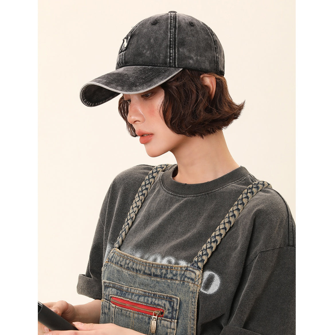 Letter Embroidery Washed Cap MW10119