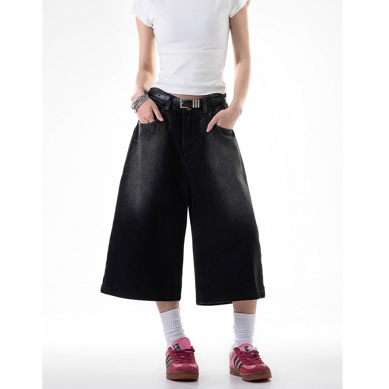 Retro Wash Denim Half Pants IC9030