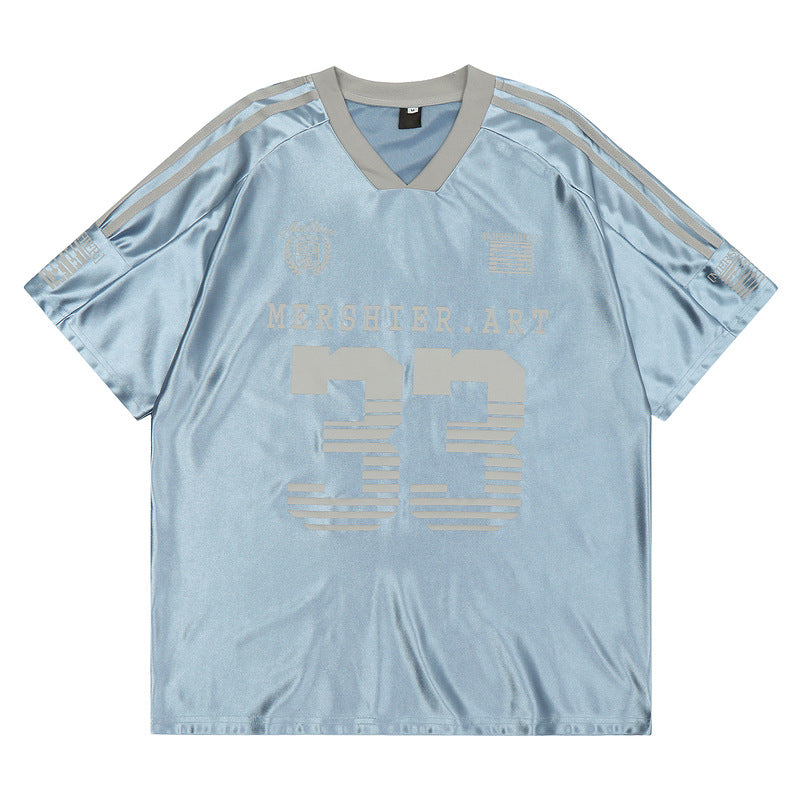 V-neck 33-Letter Sports Style T-shirt MW10104
