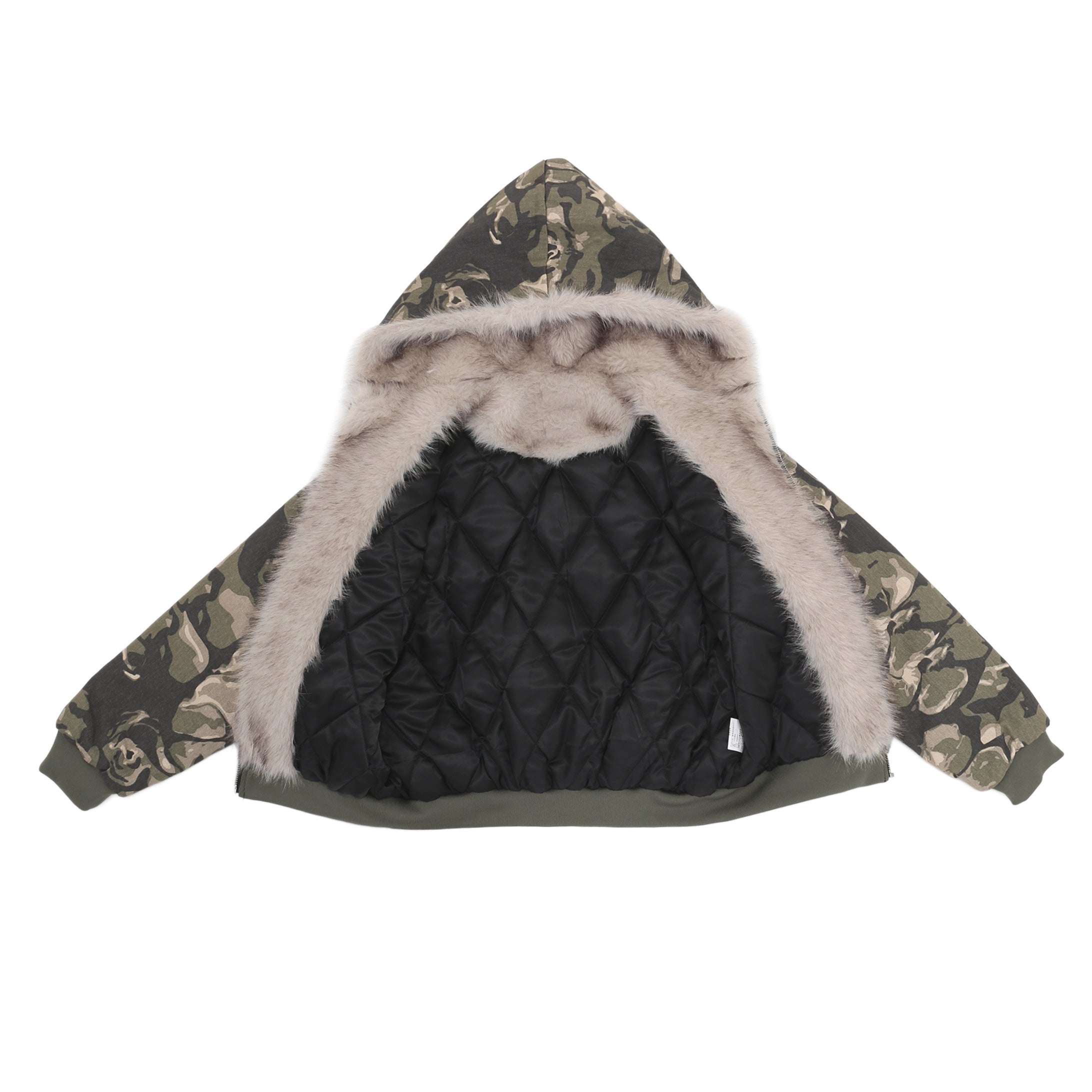 Fur Collar Hooded Camouflage Quilting Jacket GB7015